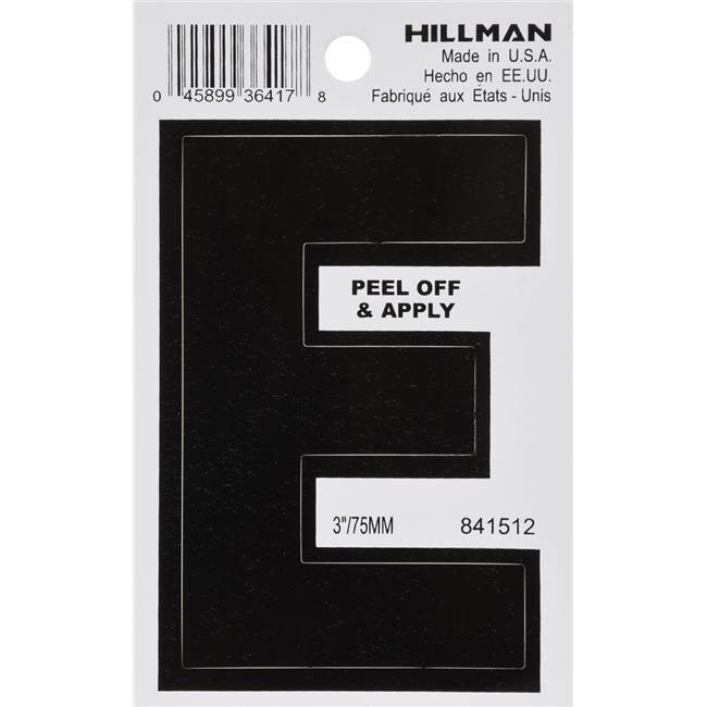 Black vinyl peel-off sticker letter E for home improvement in hardware and Hillman collections under $50