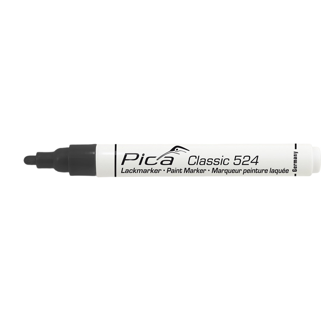 Black industrial paint marker with chisel tip, suited for woodworking and measuring tasks in hand tools collection under $50