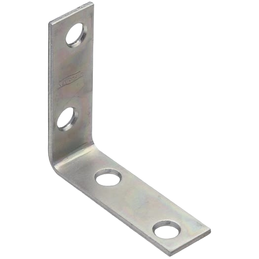 Zinc steel corner brace with pre-drilled holes for reinforcing furniture and building hardware projects under $50 collection