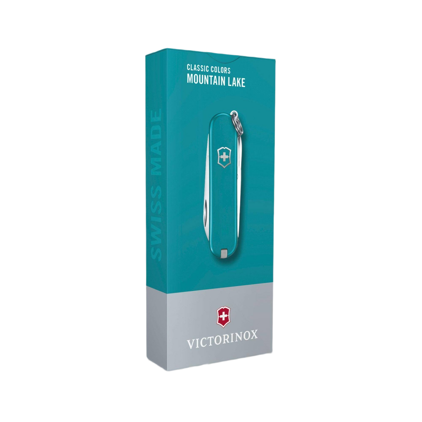 Compact teal Swiss Army pocket knife with keyring and multiple tools for cutting and woodworking under $50 collection
