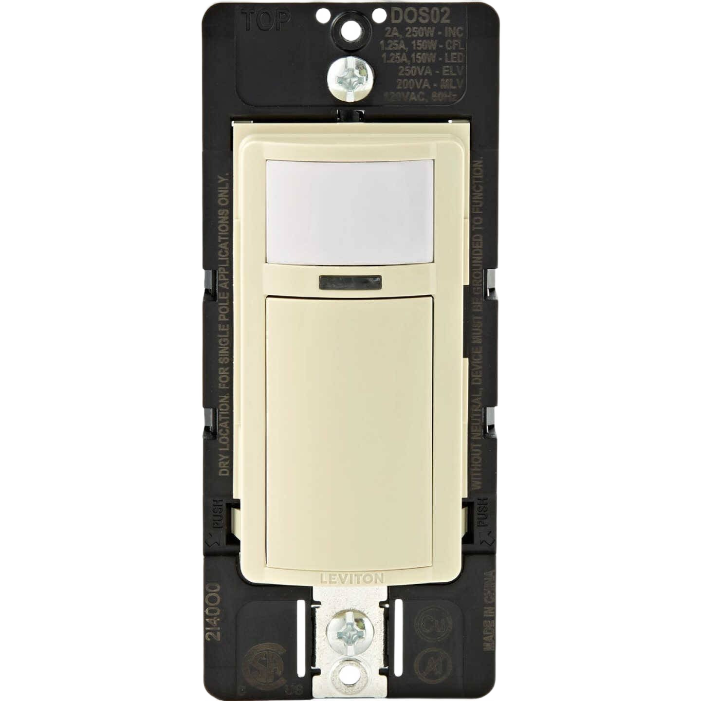 Ivory motion sensor switch with sensor window and rocker switch for home improvement and tools use
