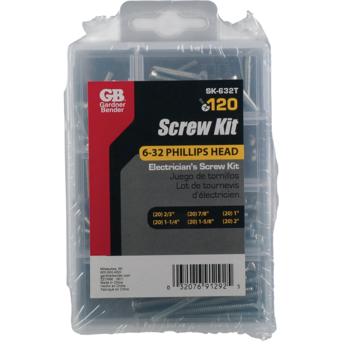 Plastic case with 120-piece Phillips head screws in varied lengths for electrician use in tools and home improvement tasks