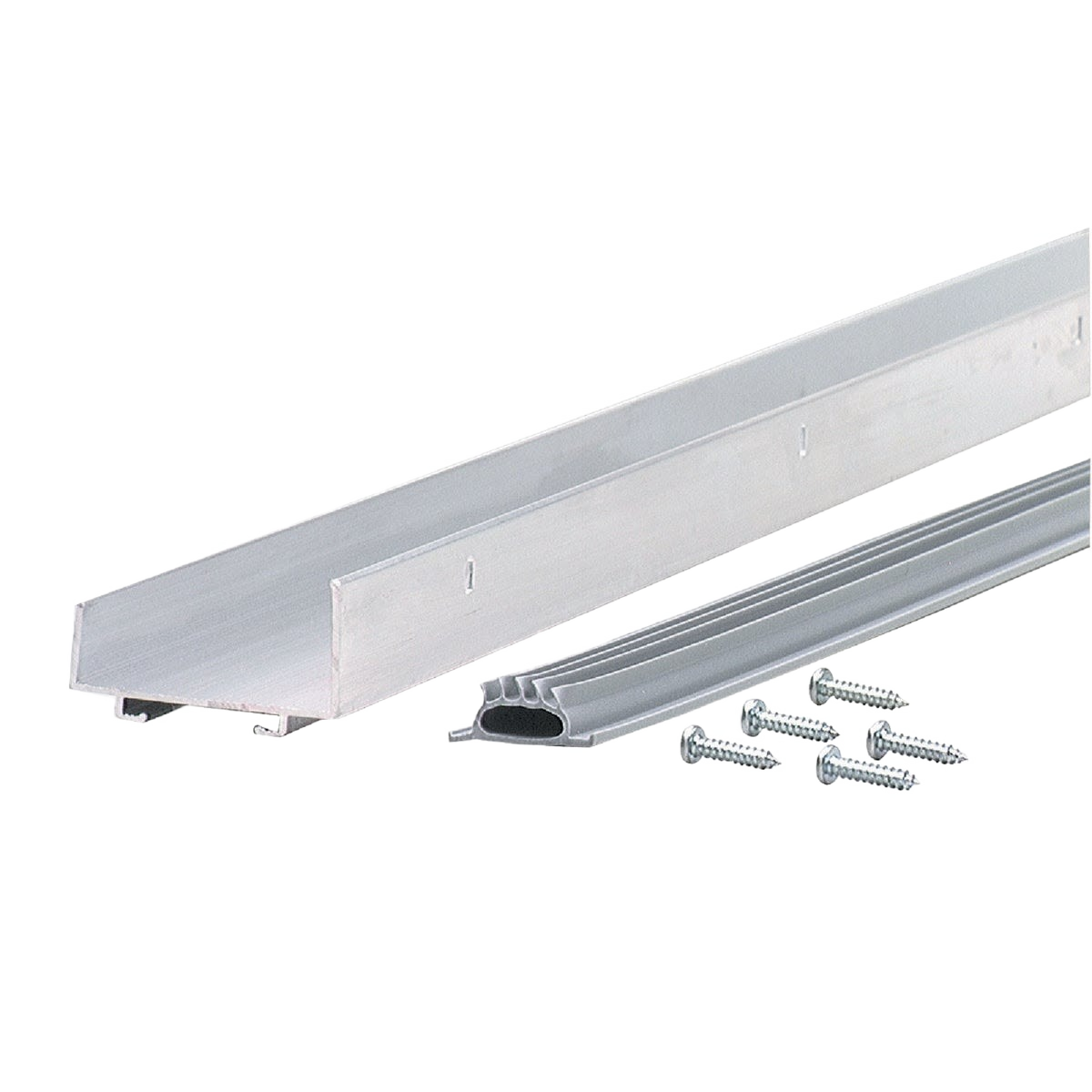 Aluminum U-shaped door bottom with vinyl seal and mounting screws for home improvement hardware under $50