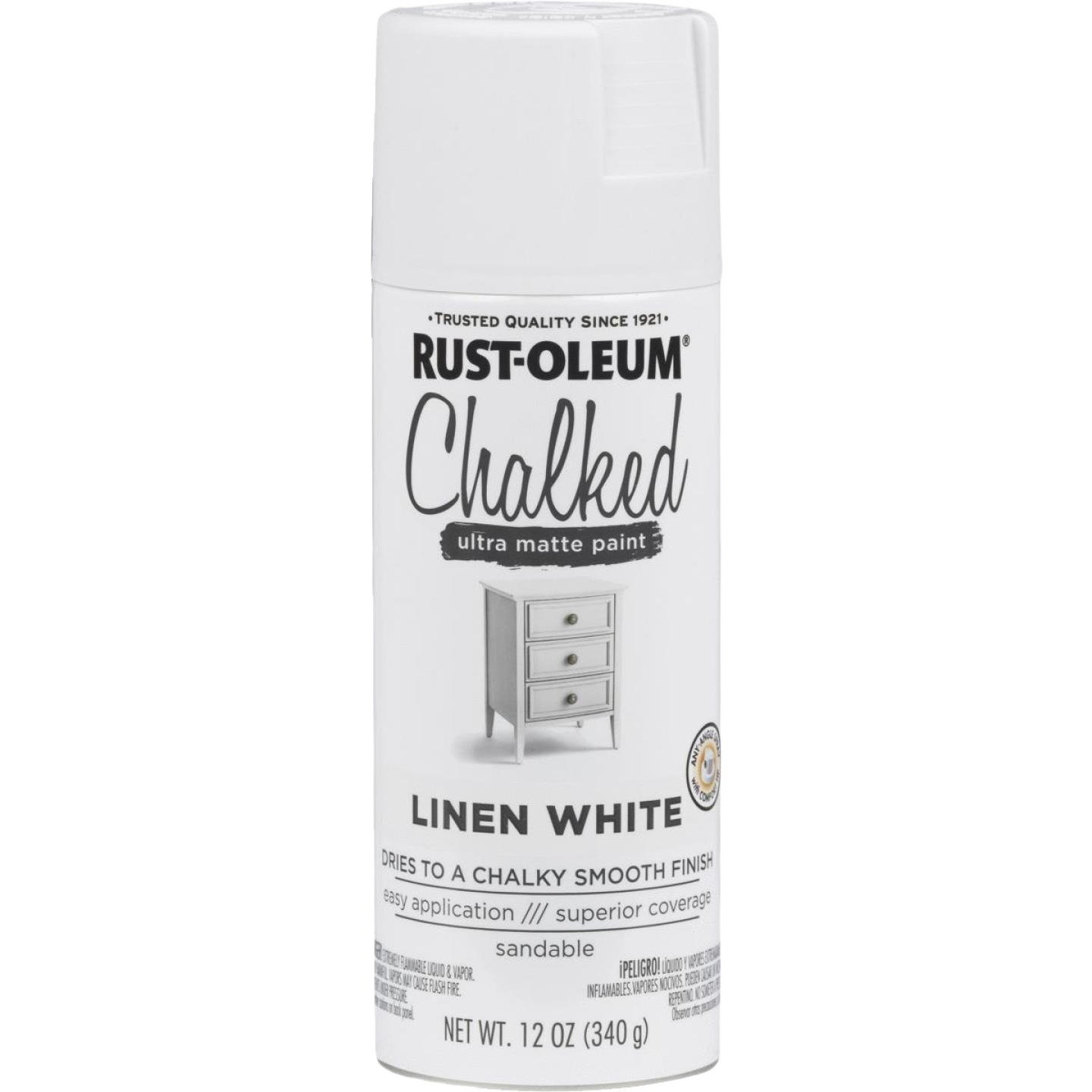 12 oz can of matte white chalked spray paint for smooth, durable home improvement and DIY projects