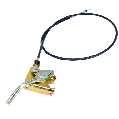 Throttle cable assembly with metal lever and black protective sheath for automotive and John Deere equipment repairs