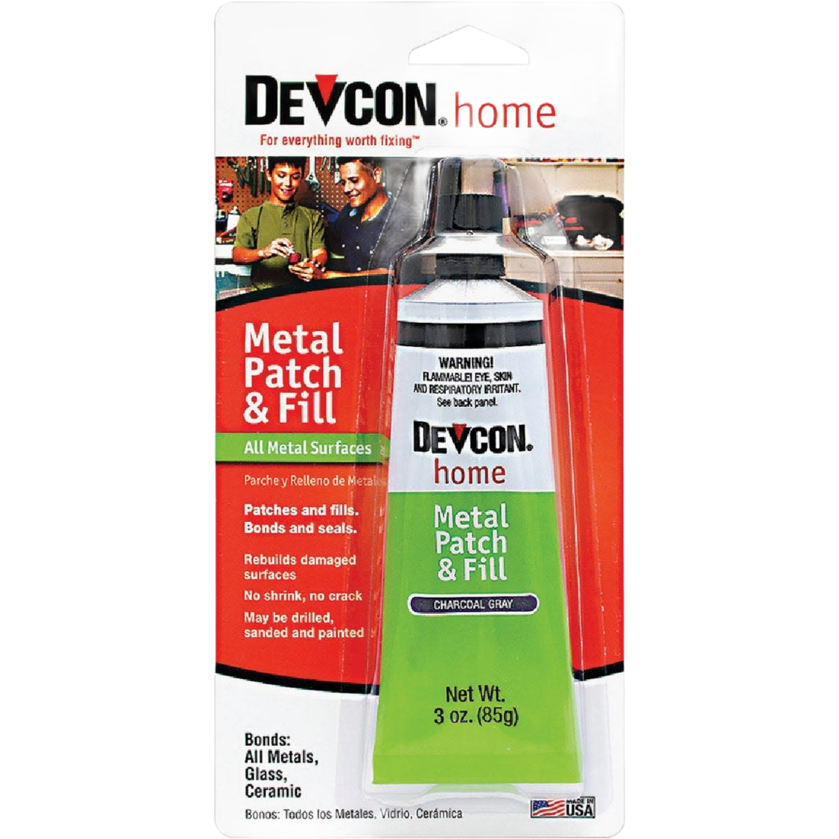 Tube of charcoal gray Devcon metal patch and fill compound for durable repairs in Paint & Supplies and Home Improvement collections