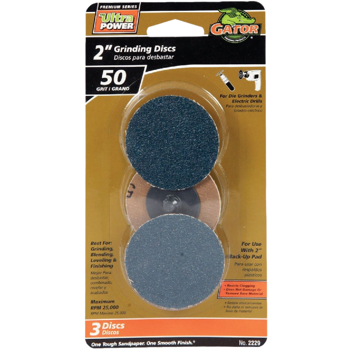 Set of three 2-inch abrasive sanding discs with 50 grit for power tools in tool accessories and abrasives collections under $50