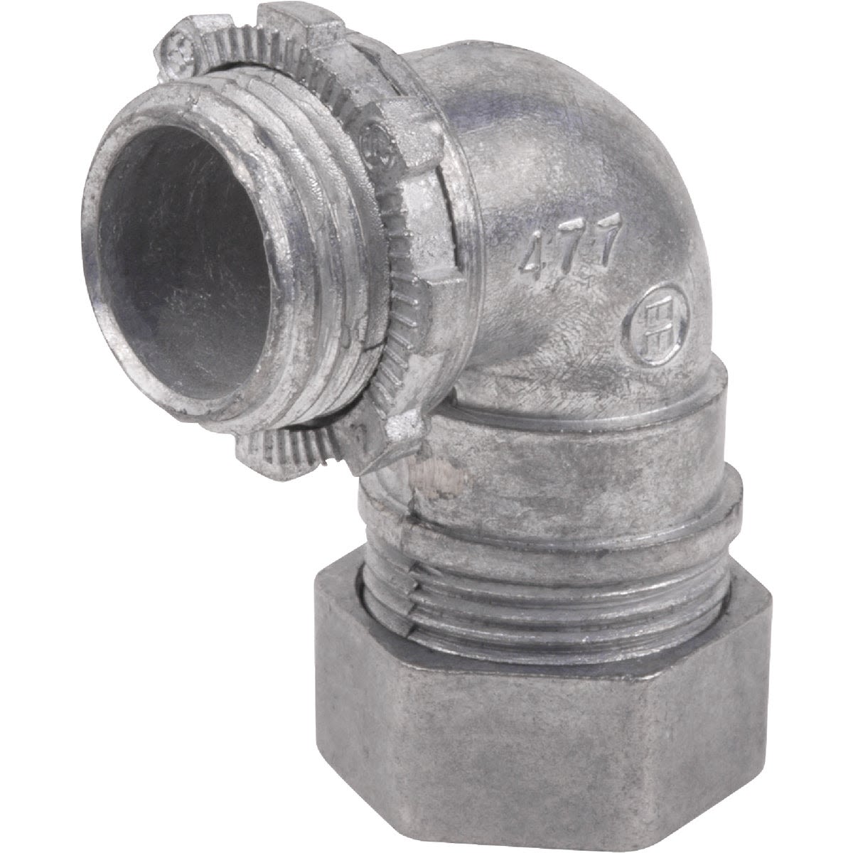 Die-cast zinc 90-degree compression connector for electrical conduit in home improvement and electrical fittings collections under $50