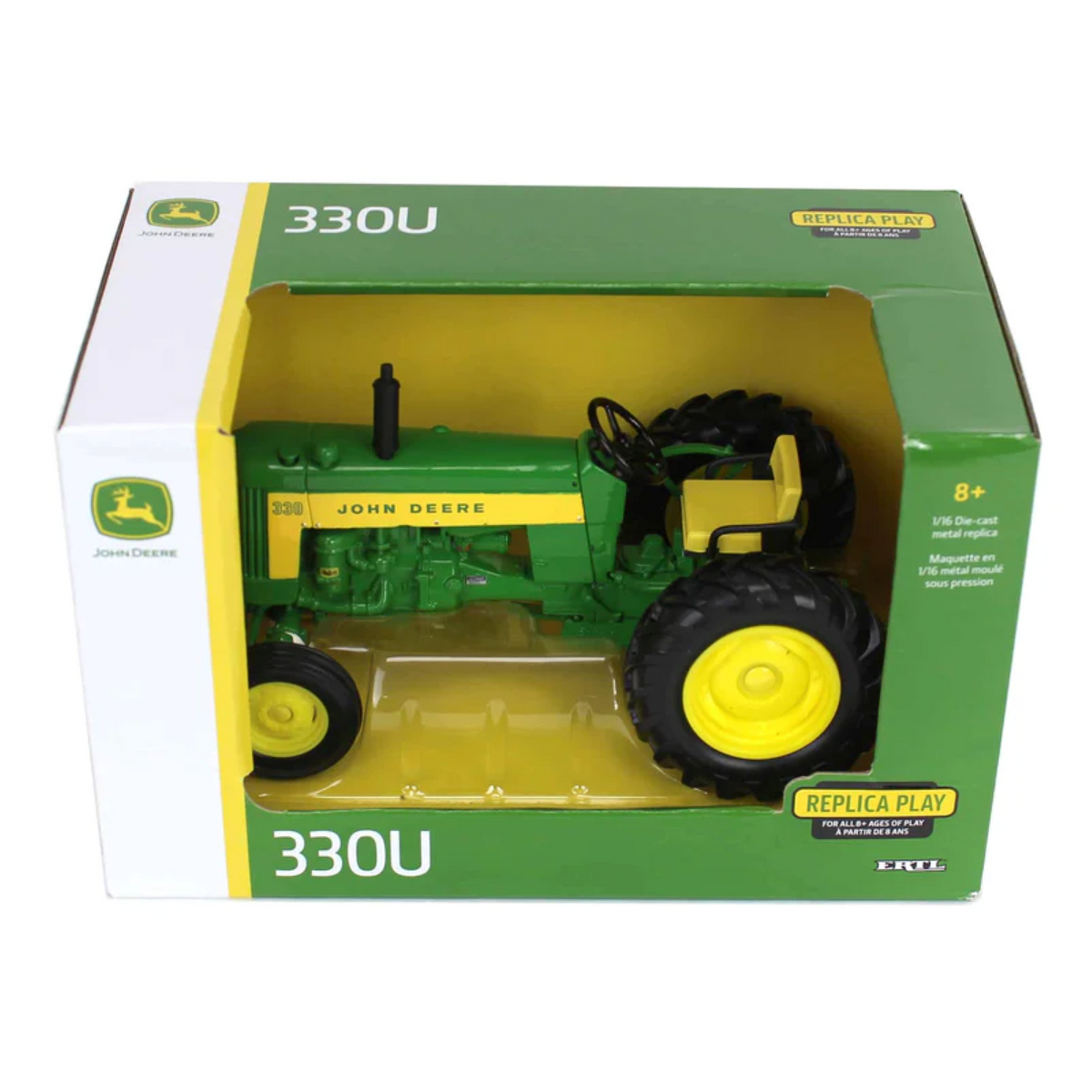 TOMY John Deere LP86767 1:16 330 Utility Tractor Die-Cast Model with Wide Front Axle & Single Rear Wheels