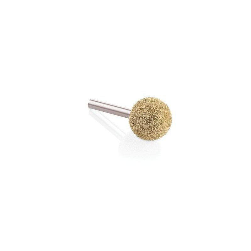 Fine-textured spherical burr with 1/4-inch shaft for woodworking and home improvement tool applications