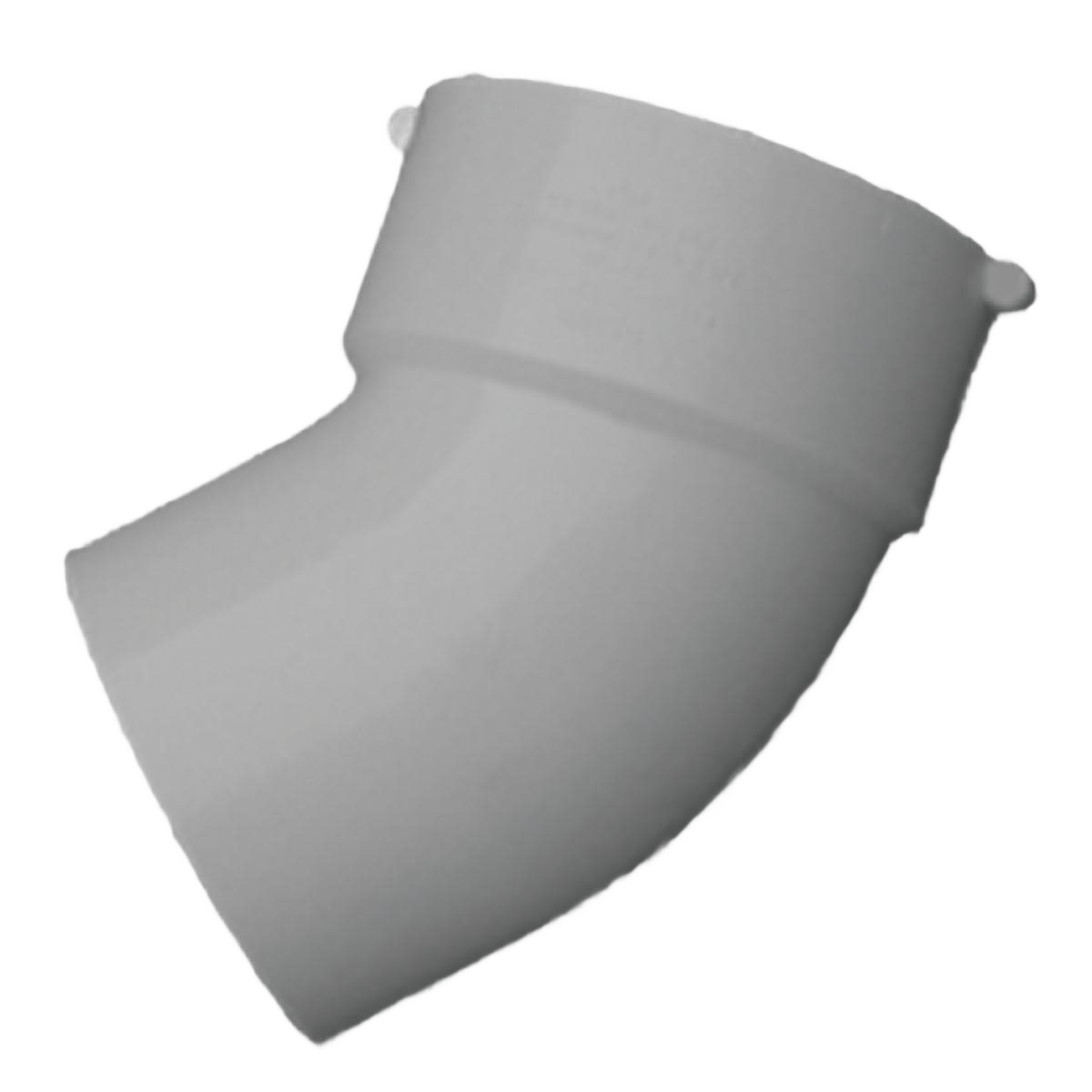 White PVC elbow fitting angled at 45 degrees for plumbing in pipes and fittings under $50 collections