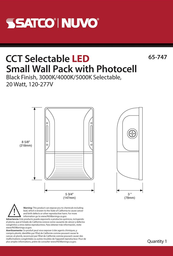 Small black LED wall pack with photocell sensor, selectable color temperatures for outdoor wall lighting under $100 in home improvement tools