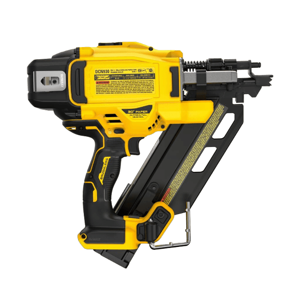 Compact yellow and black cordless framing nailer with brushless motor for efficient home improvement tasks