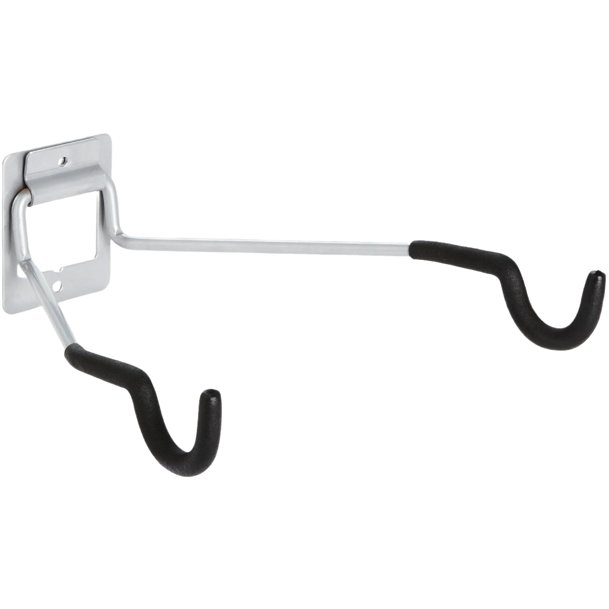 Metal utility hanger with protective black coating on hooks, designed for space-saving storage in hardware and organization collections.