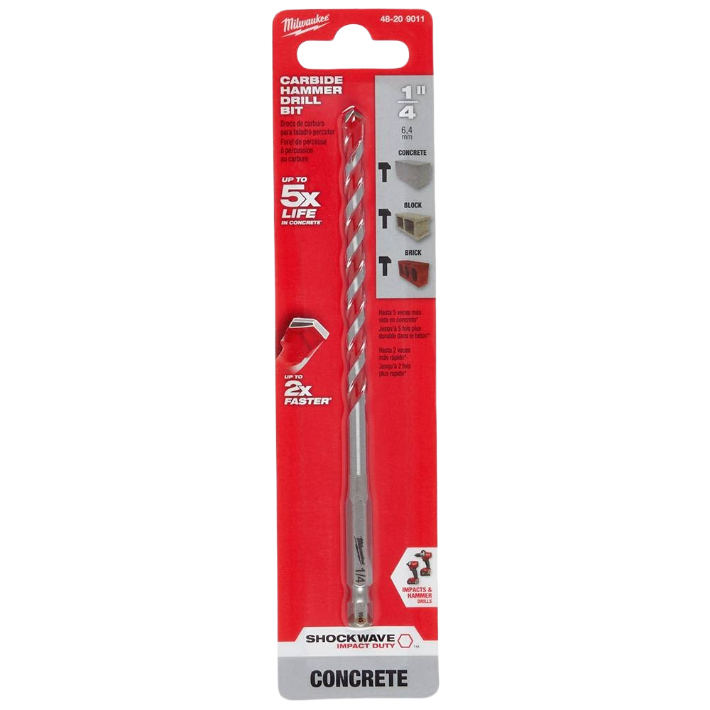 1/4-inch carbide hammer drill bit for concrete, suitable for power tool accessories and home improvement under $50 collections