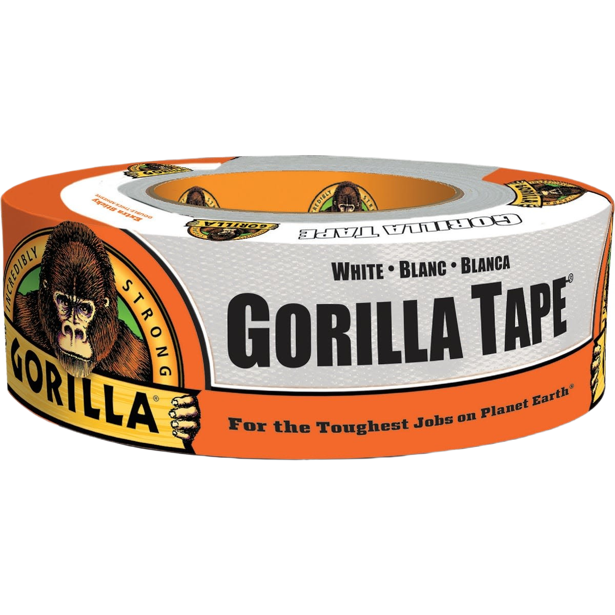 Roll of white Gorilla tape with reinforced backing and strong adhesive for heavy-duty home improvement and repair tasks