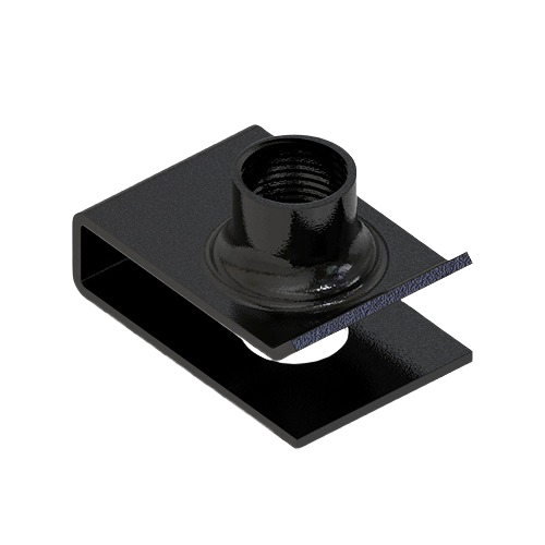 Black clamp-on nut designed for secure fastening in John Deere hardware and parts collections under $50