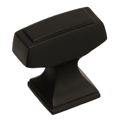Black bronze cabinet knob with a rectangular design, part of furniture hardware and home improvement collections