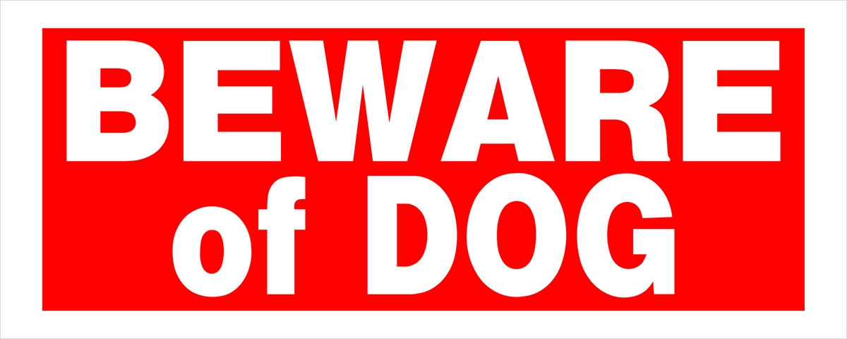 Hillman Beware of Dog Sign with Holder (6" x 15")