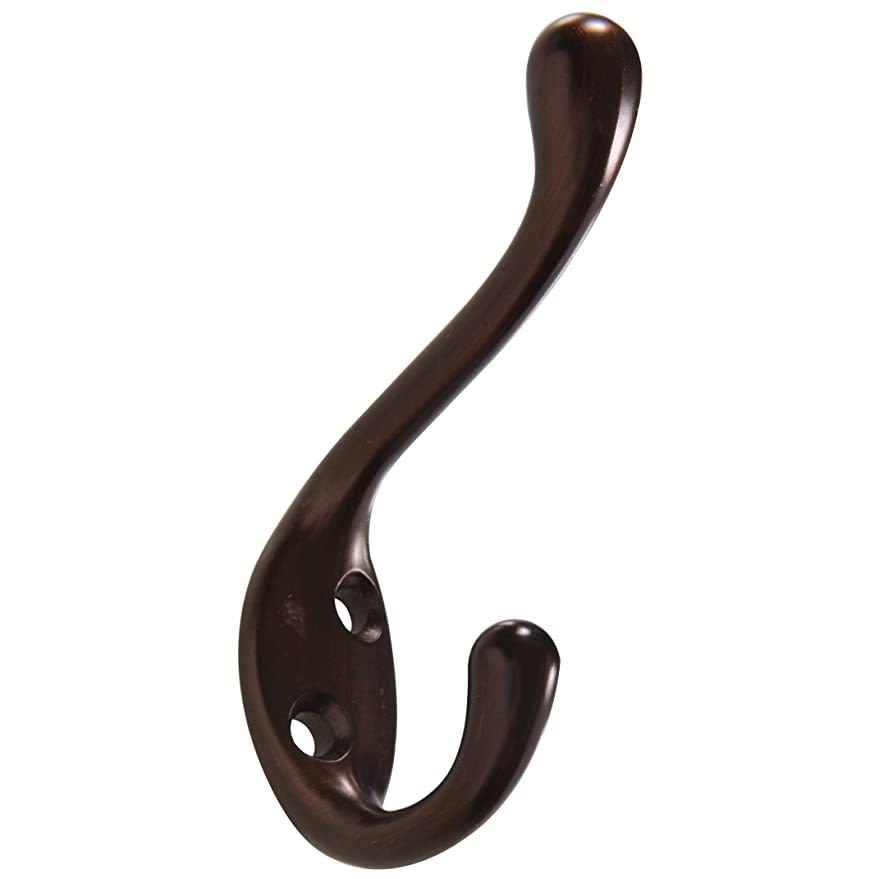 Antique bronze heavy duty coat and hat hook for storage and organization in home improvement hardware collection