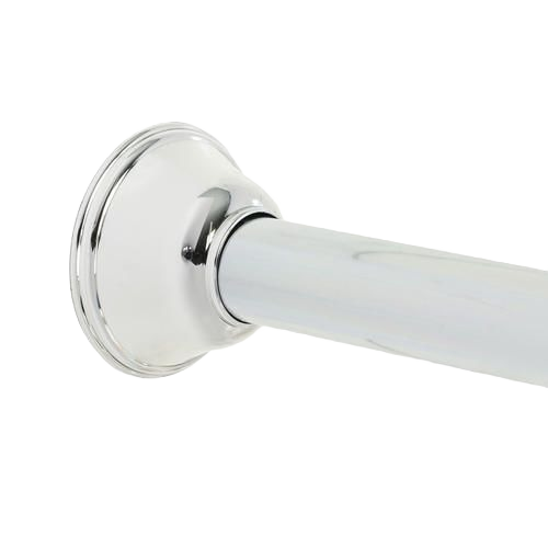 Chrome-finished adjustable aluminum shower rod with a minimal design for home improvement and bathroom use