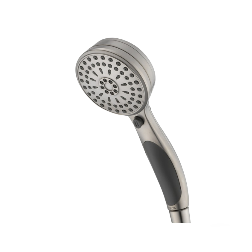 Brushed nickel hand shower with ergonomic grip and multiple spray settings for home improvement bathroom upgrades