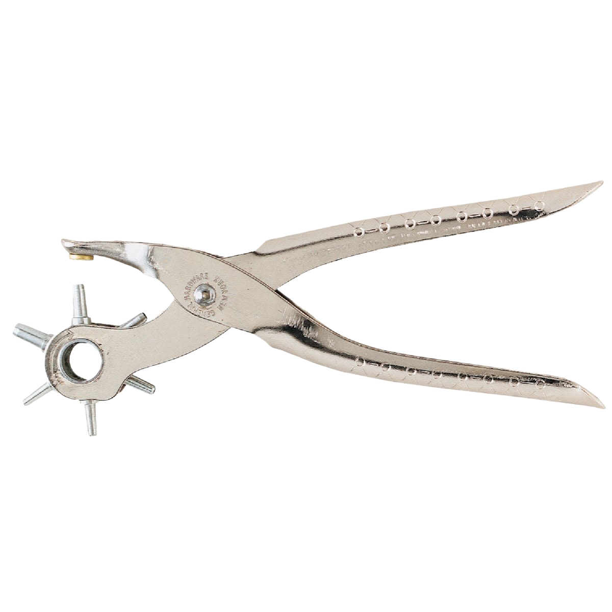 Metal handheld belt puncher with rotating star-shaped wheel for precise hole making in leather and straps