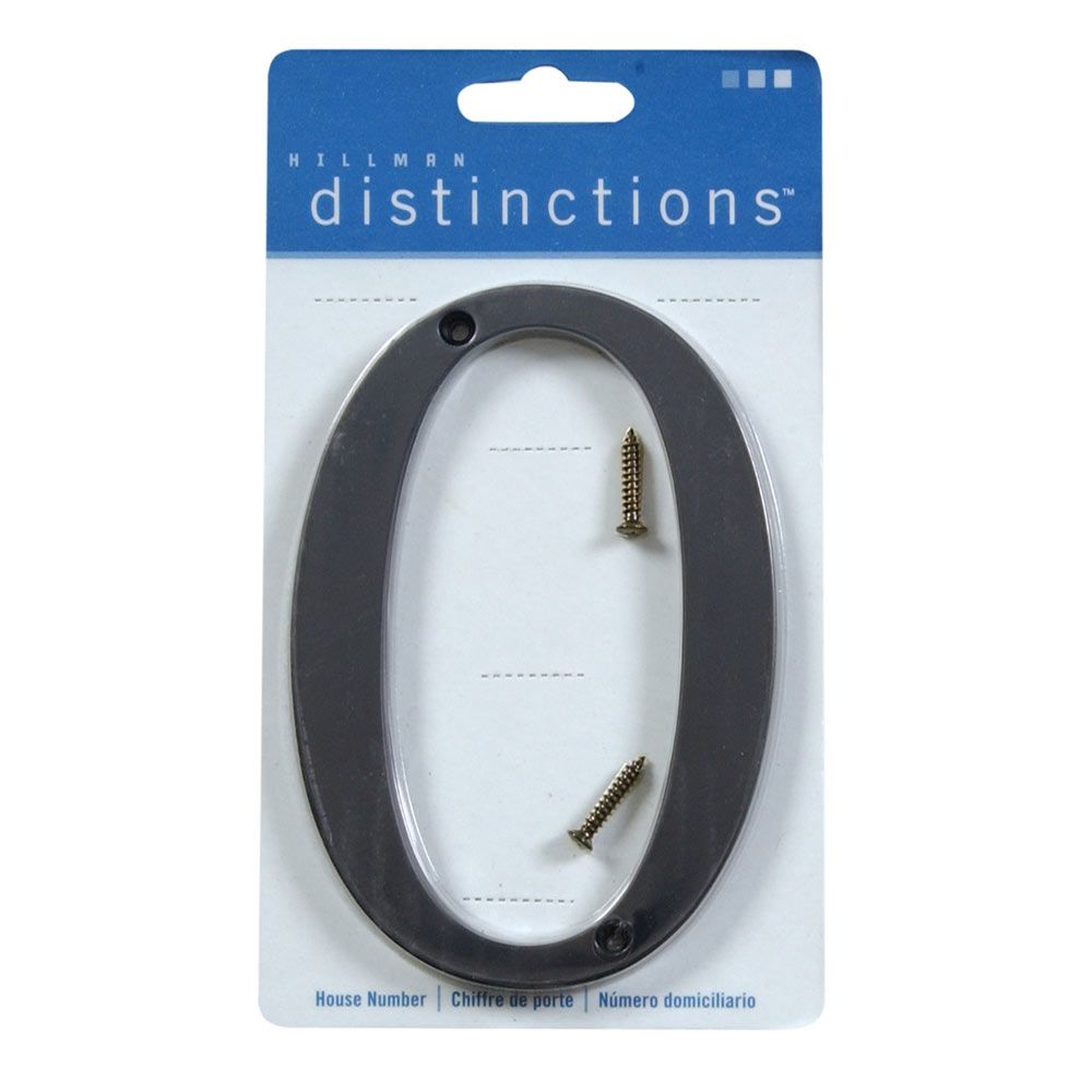 Black metal flush mount house number 0 with mounting screws for home improvement in hardware and signs collection under $50