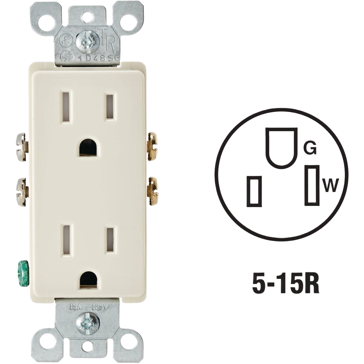Light almond tamper-resistant 15 amp duplex outlet for electrical and home improvement projects under $50
