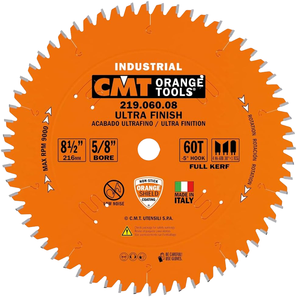 CMT Orange Tools 8-1/2” 60T Ultra Finish Sliding Compound Saw Blade