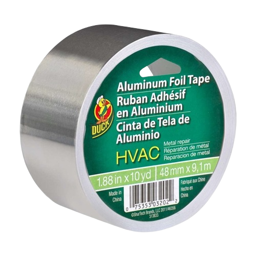 Silver aluminum foil tape roll for HVAC metal repair in tapes and home improvement tool collections