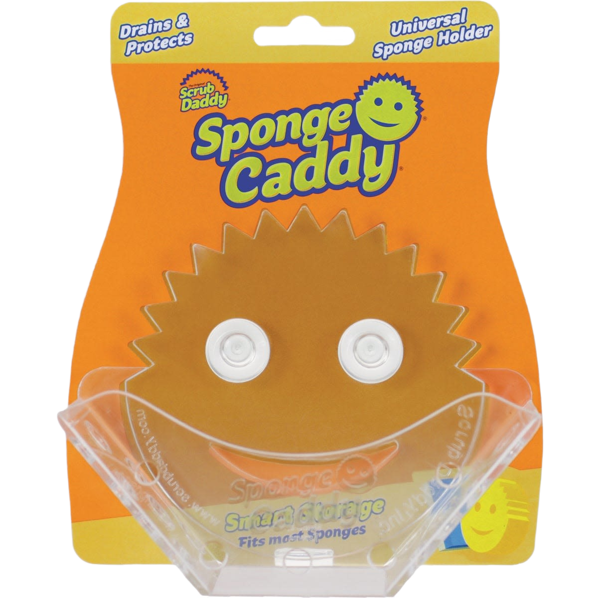 Clear plastic sponge holder with smiley face design for cleaning tools and home improvement under $50 collection