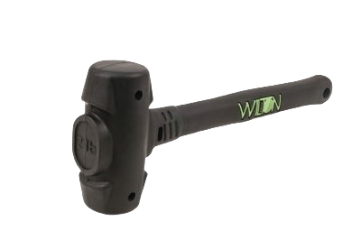 Black dead blow hammer with ergonomic handle and green logo for home improvement and tools use