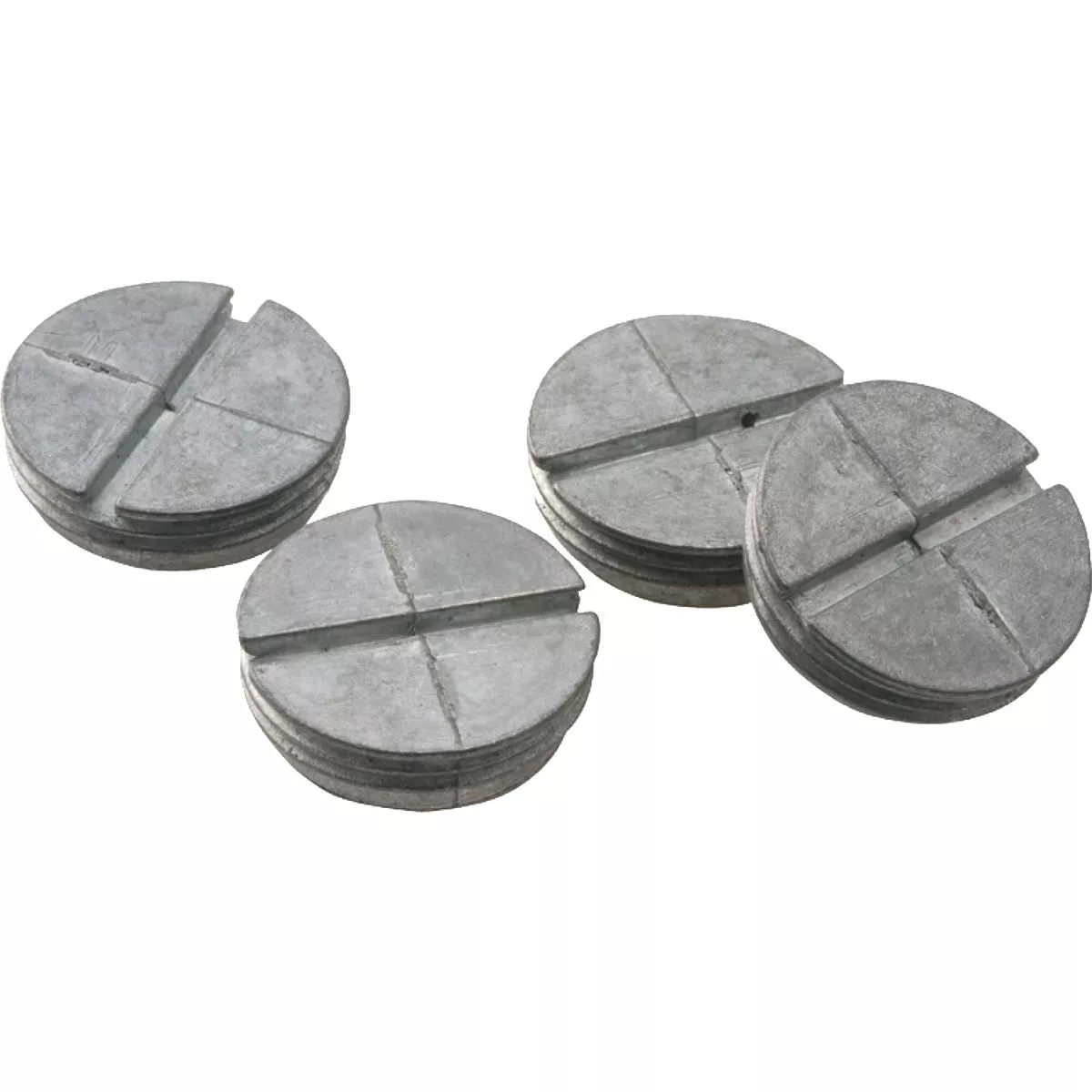 Set of four weatherproof gray closure plugs designed for sealing and protecting electrical openings in home improvement projects