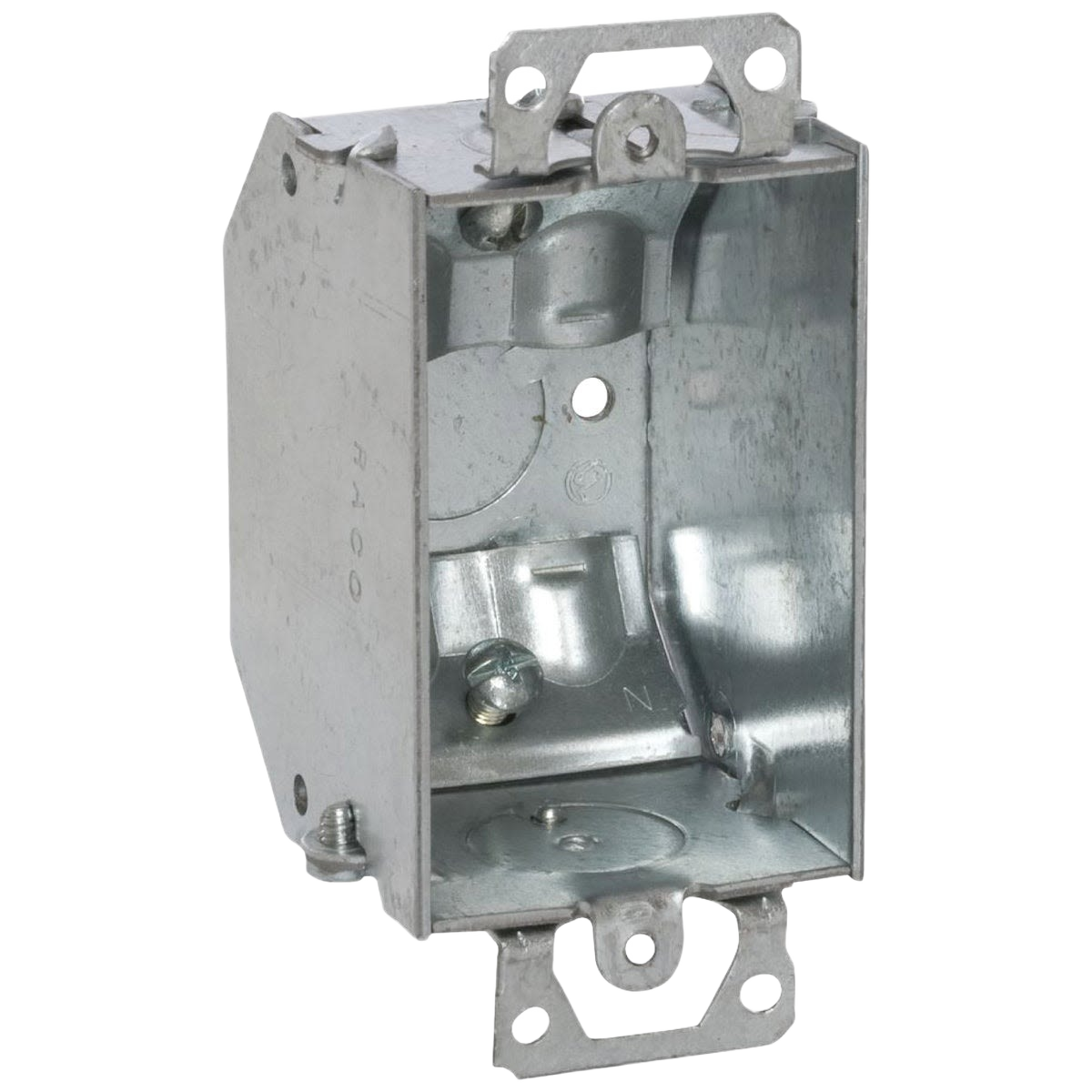 Galvanized steel 1-gang wall box with five knockouts, ideal for electrical installations and home improvement projects