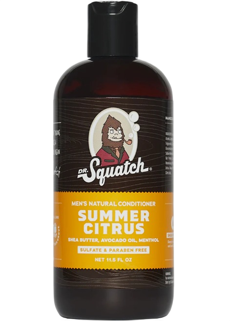 Dark amber bottle of Summer Citrus conditioner with natural ingredients for hair care under $50 in health and beauty collections
