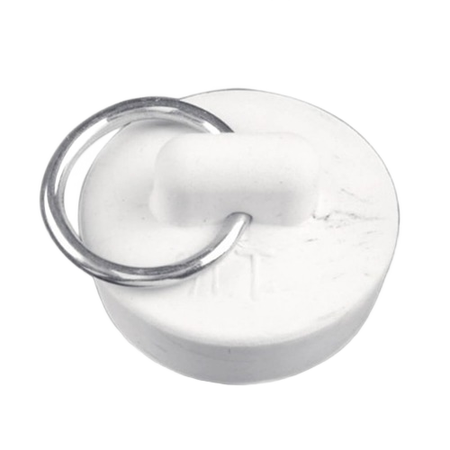 White rubber sink drain stopper with metal ring for plumbing repair and sink parts under $50 collections