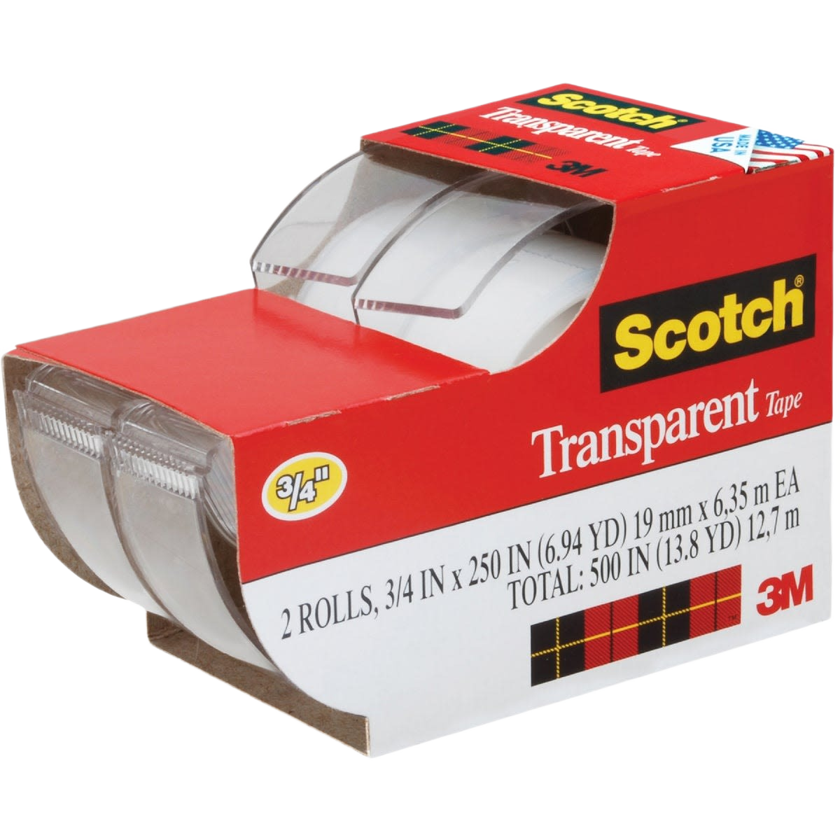 Two-pack of clear adhesive tape rolls with dispensers for office and school use in stationery collections under $50