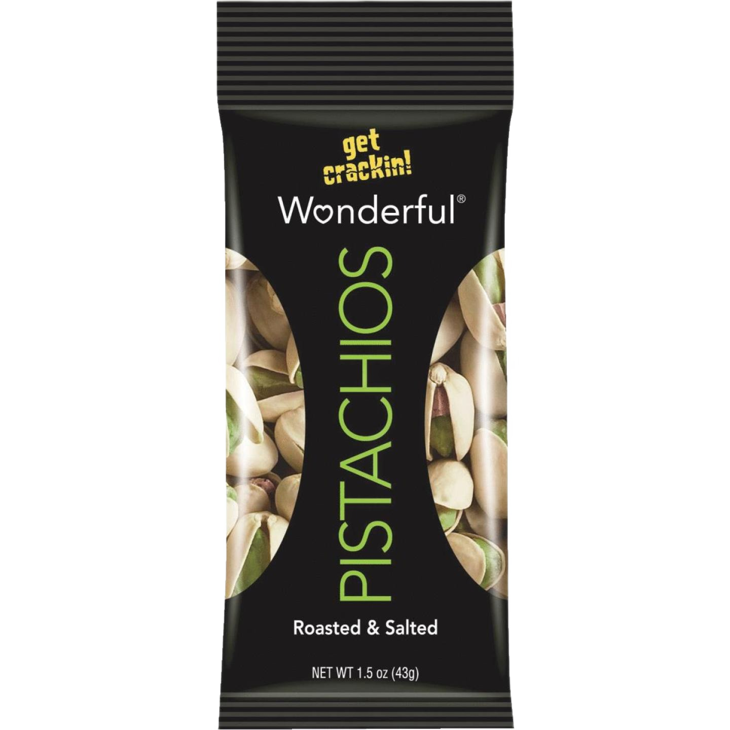 Single-serving 1.5 oz pack of roasted and salted pistachios in Chips & Snacks and Food & Beverage collections