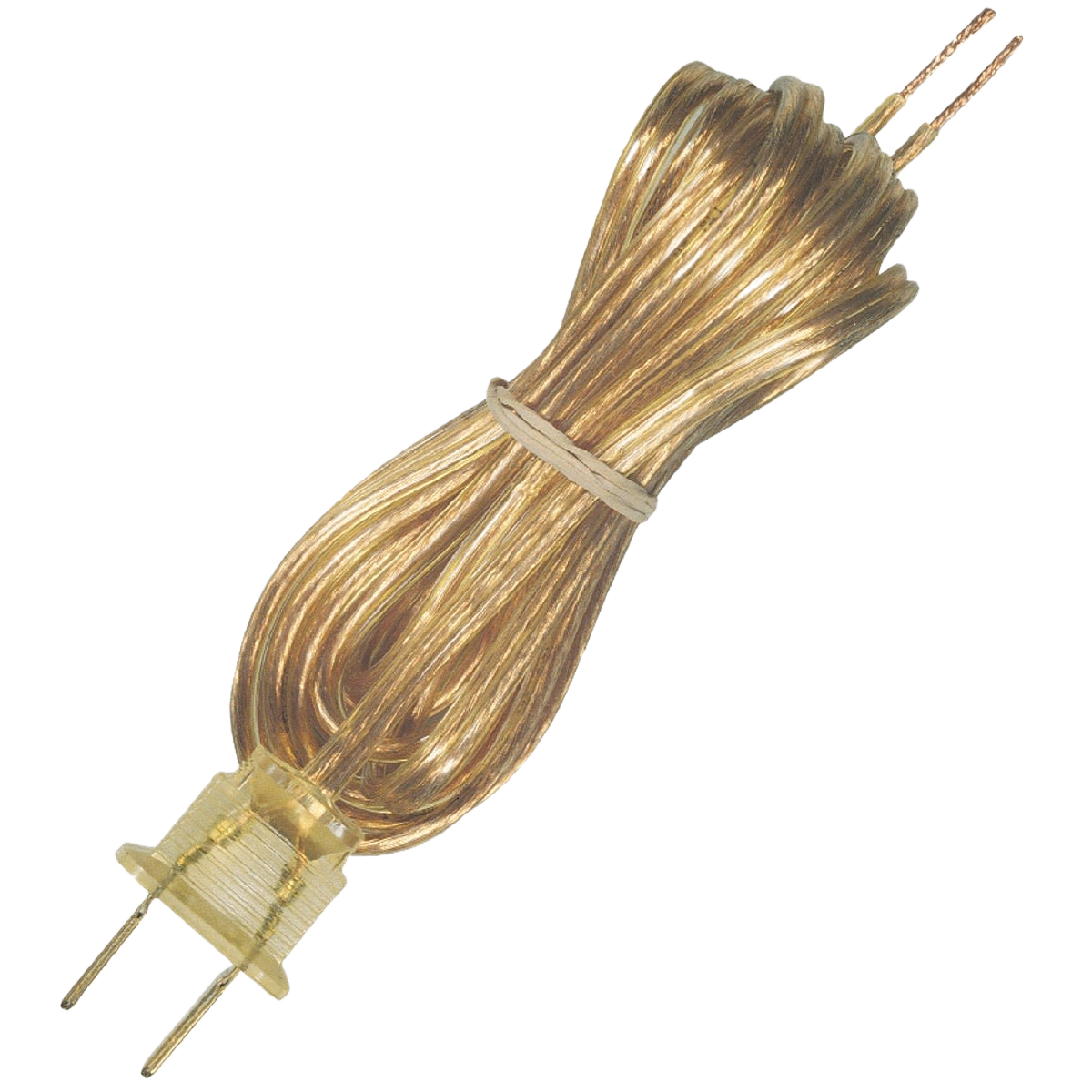 Coiled gold lamp cord with free stripped ends and polarized plug for lighting and lamp repair under $50 collection