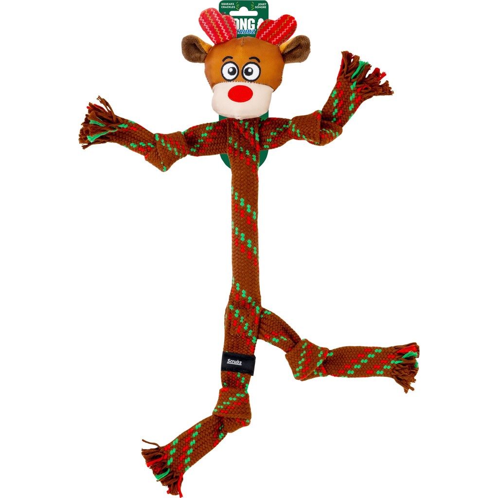 KONG Large Scrubz Reindeer Rope Christmas Dog Toy