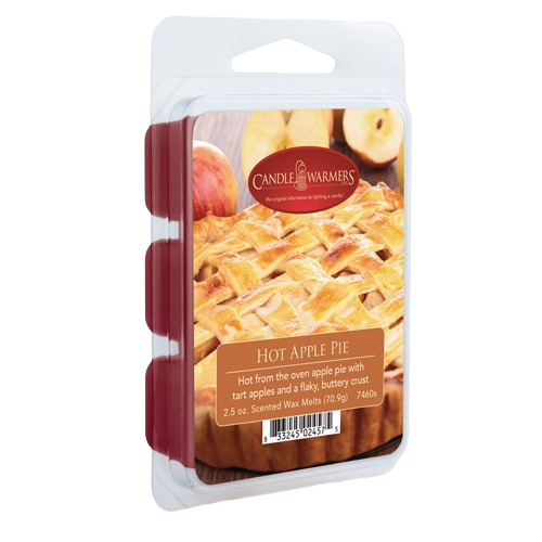 Pack of wax melts with hot apple pie scent in clear plastic clamshell packaging for home accents and decor under $25