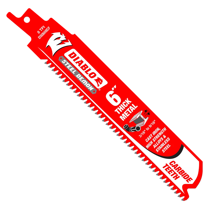 Red 6-inch metal cutting saw blade with carbide teeth for thick metal in saw blades and power tool accessories collections