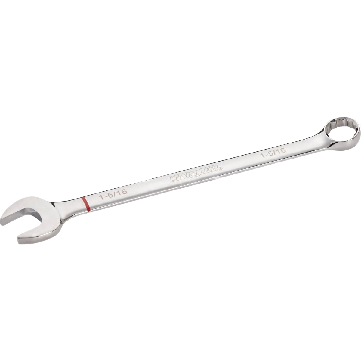 Polished steel combination wrench with 12-point box end and open end for home improvement and mechanical tasks