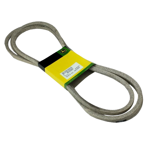 Gray flat belt wrapped with green and yellow branded packaging for equipment maintenance and repair tasks