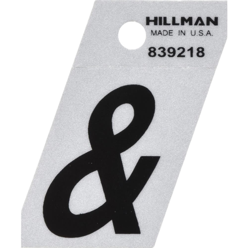 Reflective black and silver ampersand decal for home improvement projects from Hillman hardware under $25 category