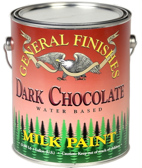 One-gallon can of dark chocolate water based milk paint for specialty paint and home improvement projects under $100