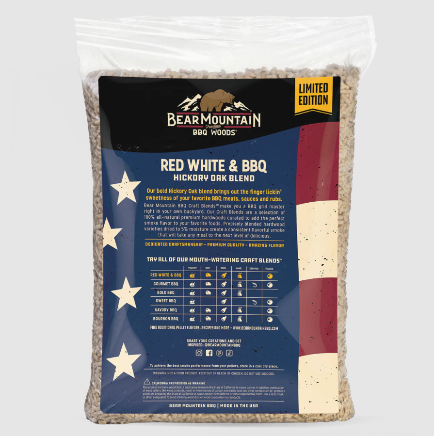 Bear Mountain Red White & BBQ Craft Blends Wood Pellets, 20 lbs.