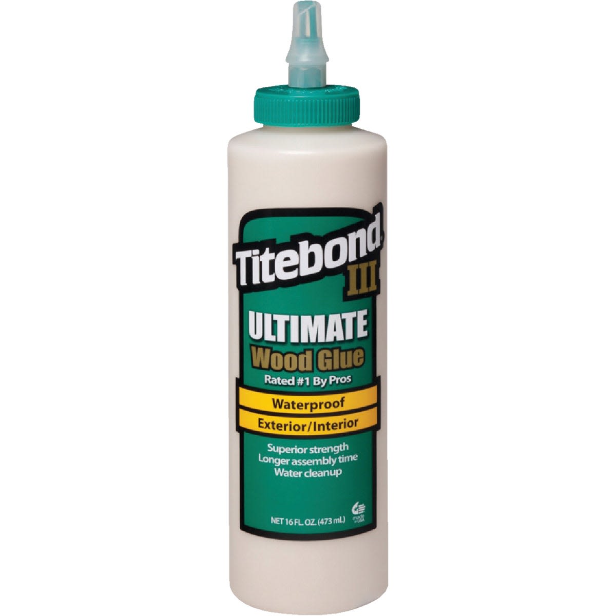 Bottle of Titebond III Ultimate Waterproof Wood Glue for exterior and interior woodworking projects under $50