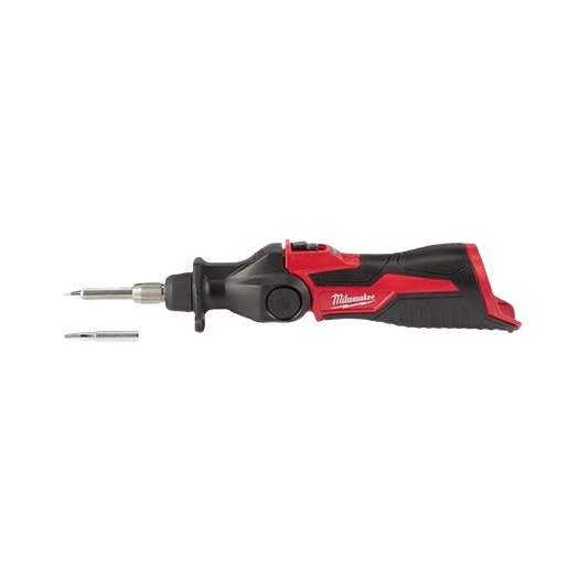 Cordless Milwaukee M12™ soldering iron with ergonomic grip and interchangeable tip for electrical and power tool use